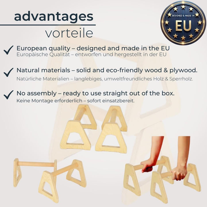 Push-Up Handles – Ergonomische Liegestützgriffe aus Holz für Calisthenics, Krafttraining & Yoga, sta