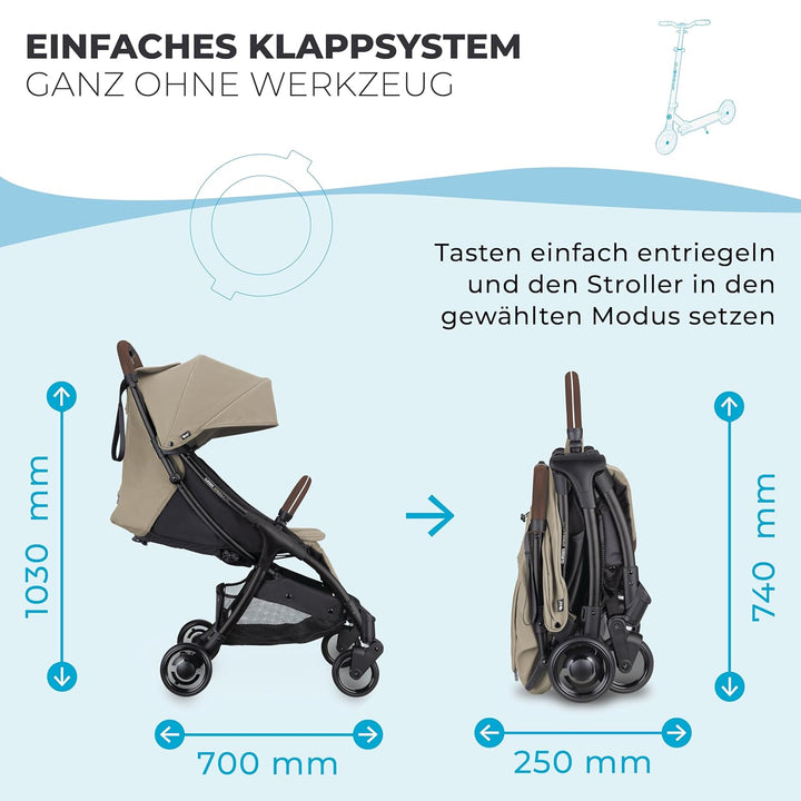 GLOBBER STROLL LITE Kinderwagen – Baby Stroller bis 22 kg - Buggy klein zusammenklappbar - Reisebugg