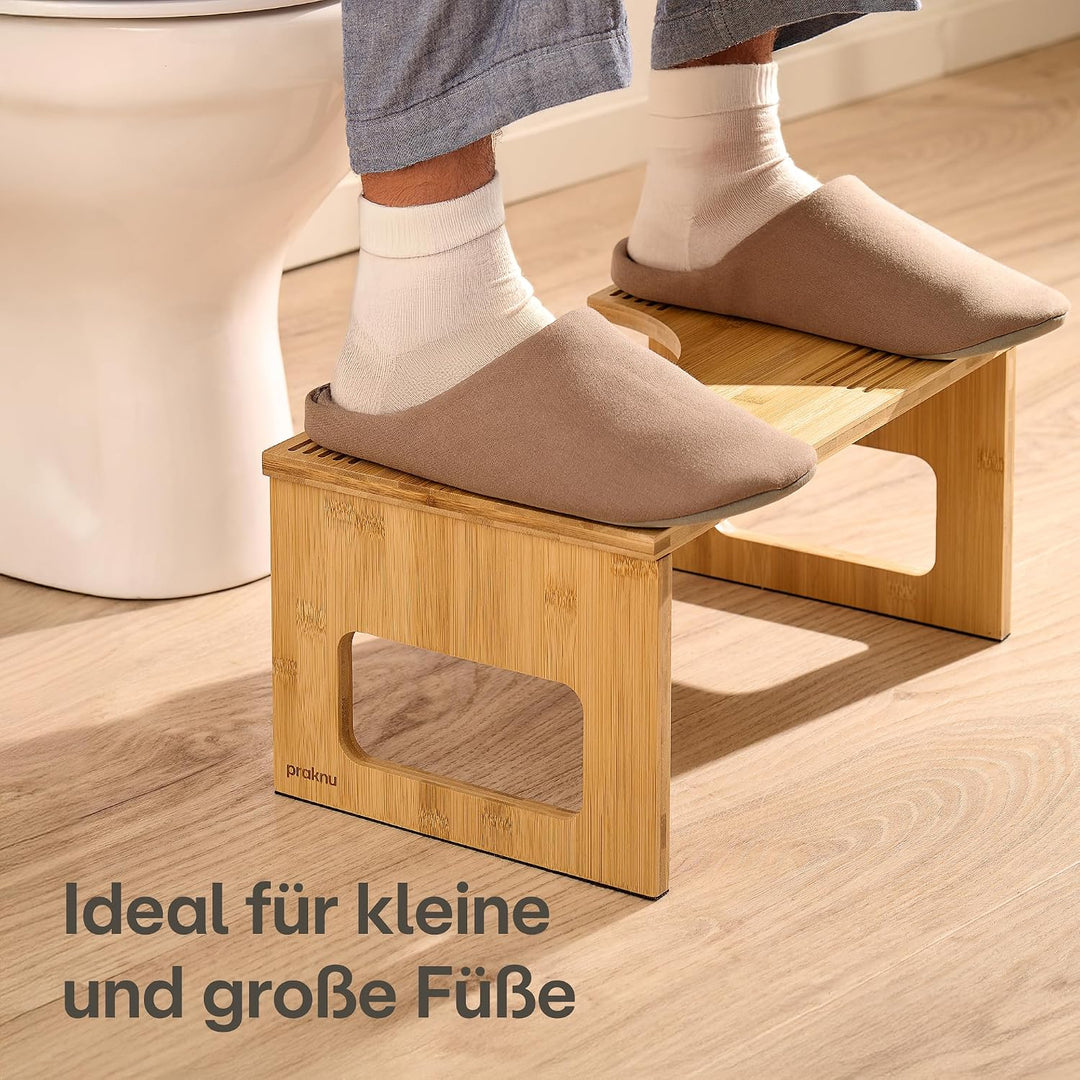 Praknu Klappbarer Toilettenhocker aus FSC® Bambus-Holz – 𝗥𝘂𝘁𝘀𝗰𝗵𝗳𝗲𝘀𝘁𝗲𝗿 WC-Hocker für Erwachsene - Erg