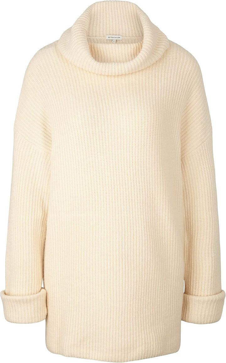 TOM TAILOR Damen Longstyle Rollkragenpullover, 28130 - Soft Buttercream