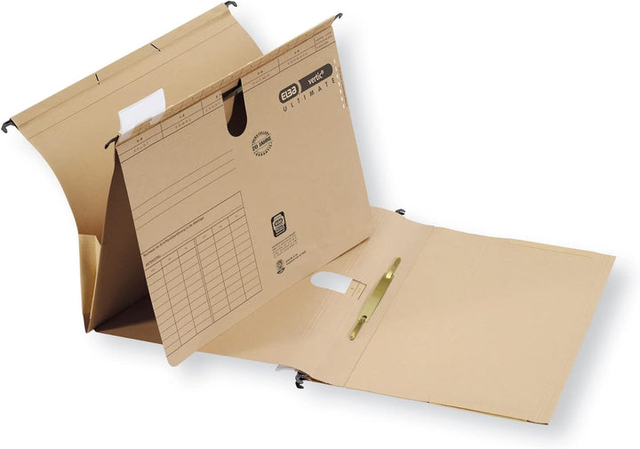 Elba Taschenhefter A4, Hängehefter und Tasche, Recycling-Karton, naturbraun, 25 Stück 25er Pack Tasc