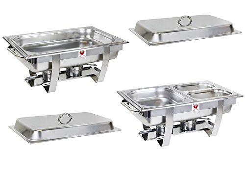 Beeketal 2er Chafing Dish Set 'BCD-2' Profi Gastro Speisewärmer Set aus Edelstahl - Lieferumfang: 2x