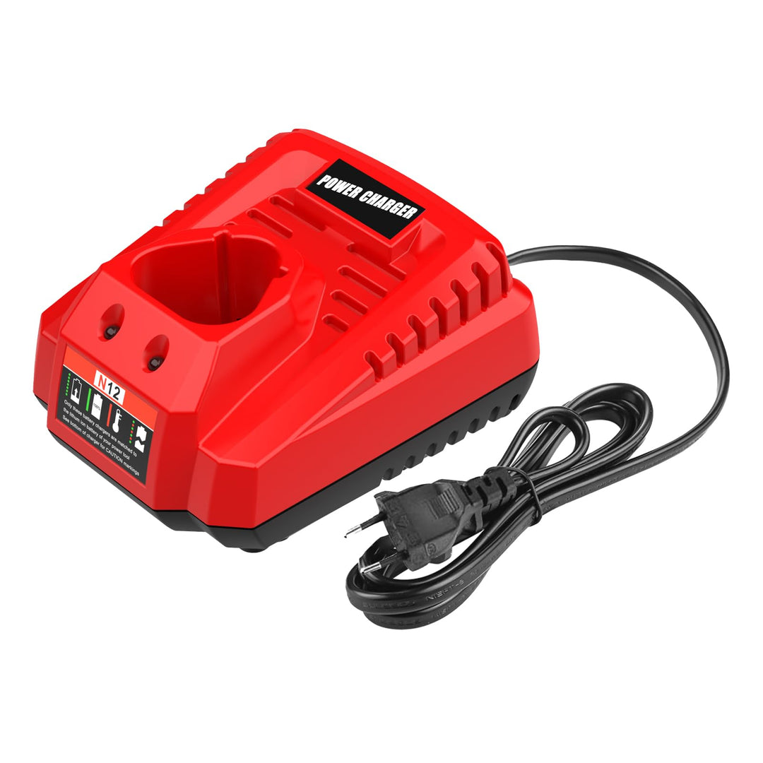Ersatzladegerät für Milwaukee Ladegerät 12V Kompatibel mit Milwaukee Akku 12V 48-11-2401 48-11-2402