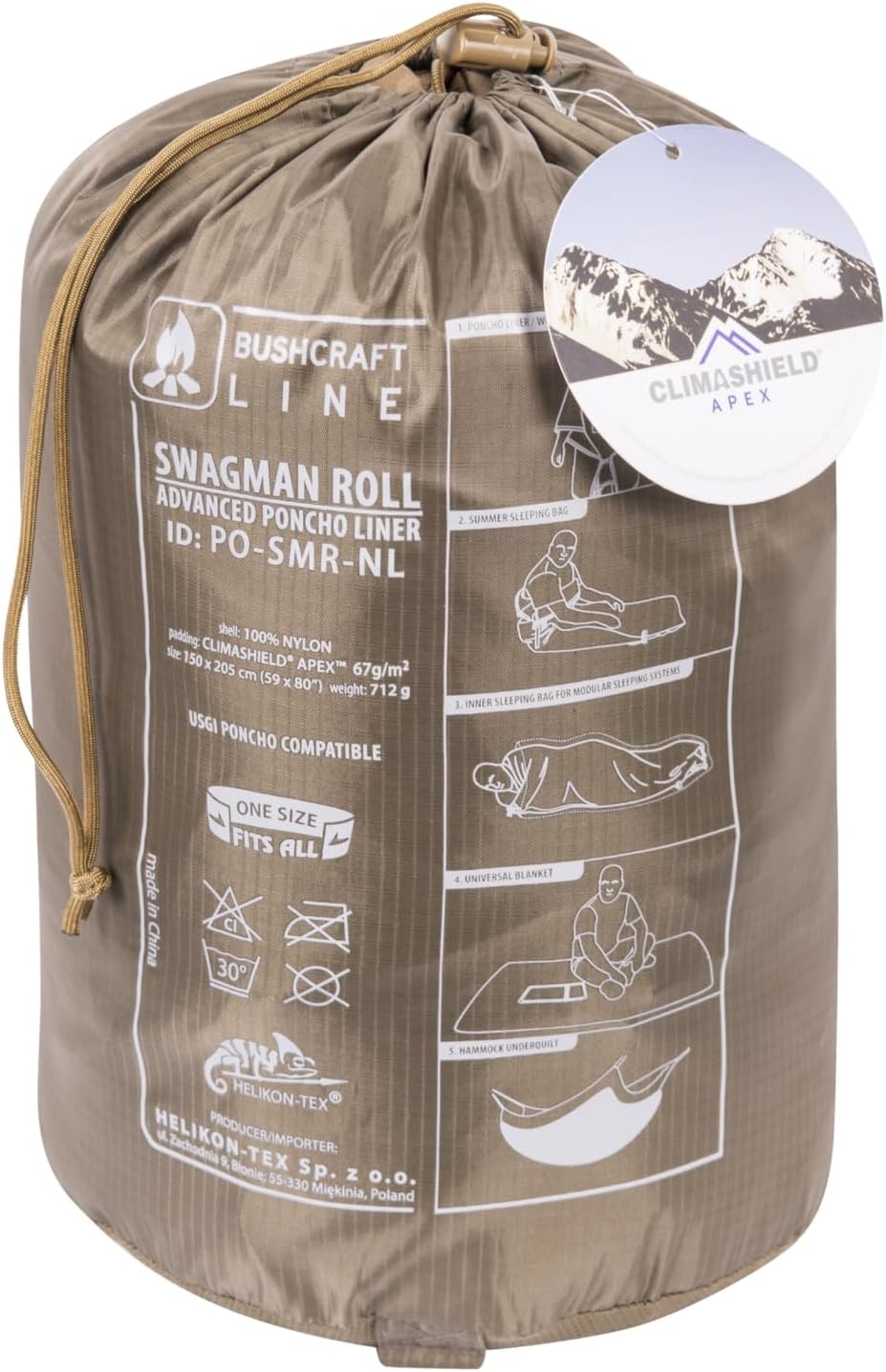 Helikon-Tex Swagman Roll Poncho Outdoor Survival Bushcraft Jagd Grass Green