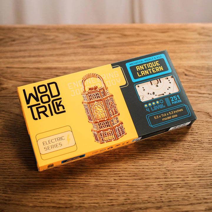 Wood Trick Antike Laterne Leuchtendes LED 3D Holzpuzzle für Erwachsene und Kinder zum Selberbauen -