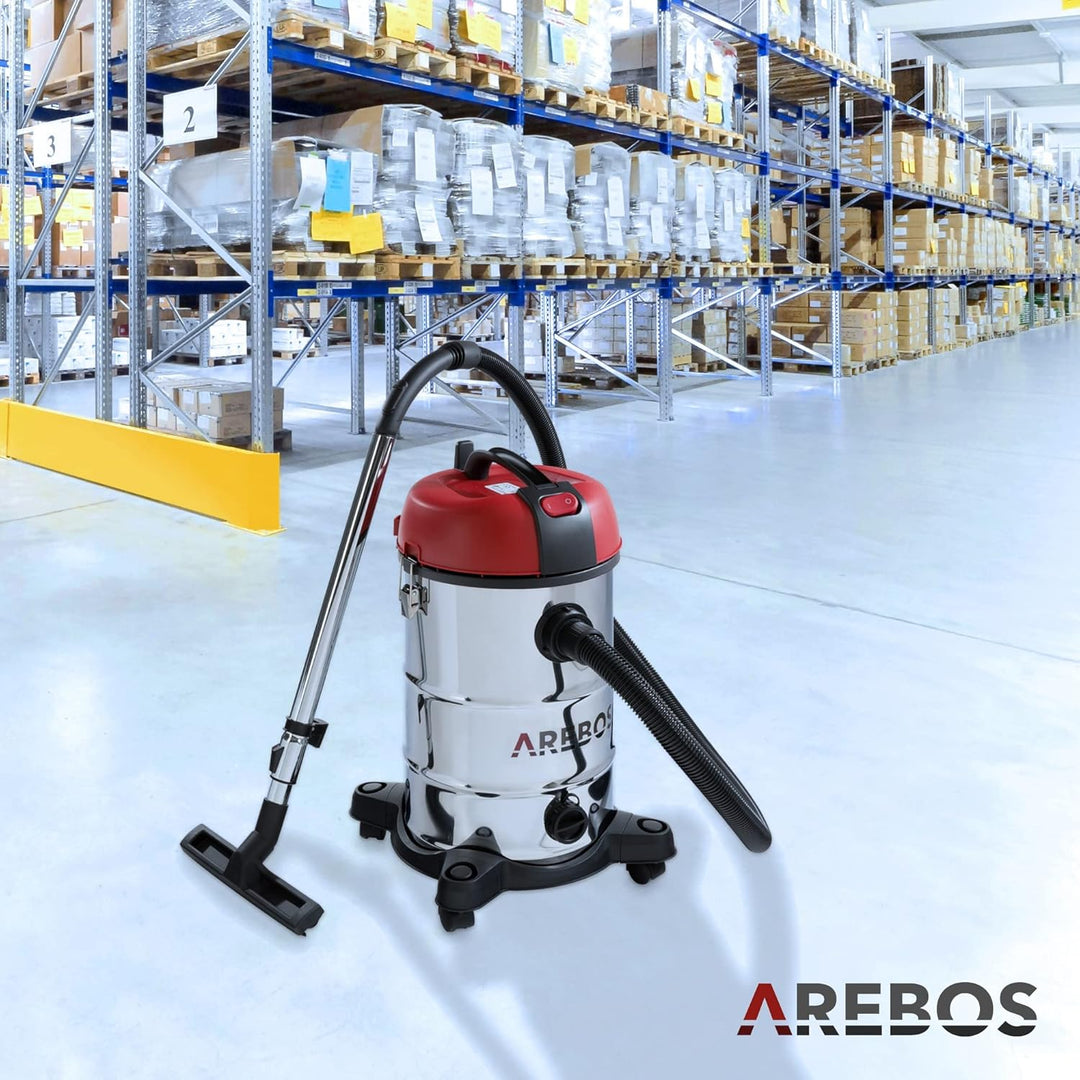 Arebos Industriestaubsauger 1800 W | Nass- &amp; Trockensauger | Aschesauger für Kamin &amp; Grill | Mehrzwe