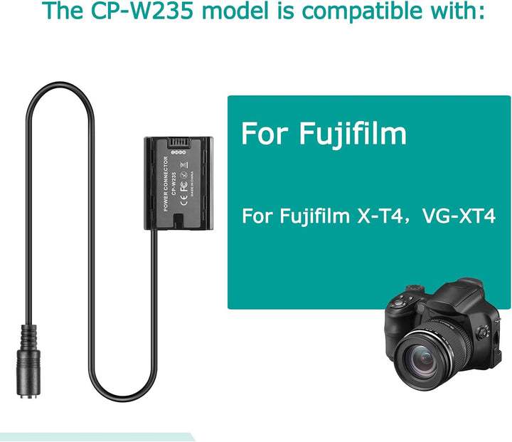 CP-W235 USB-C-Adapter Netzkabel DC-Koppler-Kit Ersatz NP-W235-Batterie für Fujifilm X-T4, VG-XT4-Kam