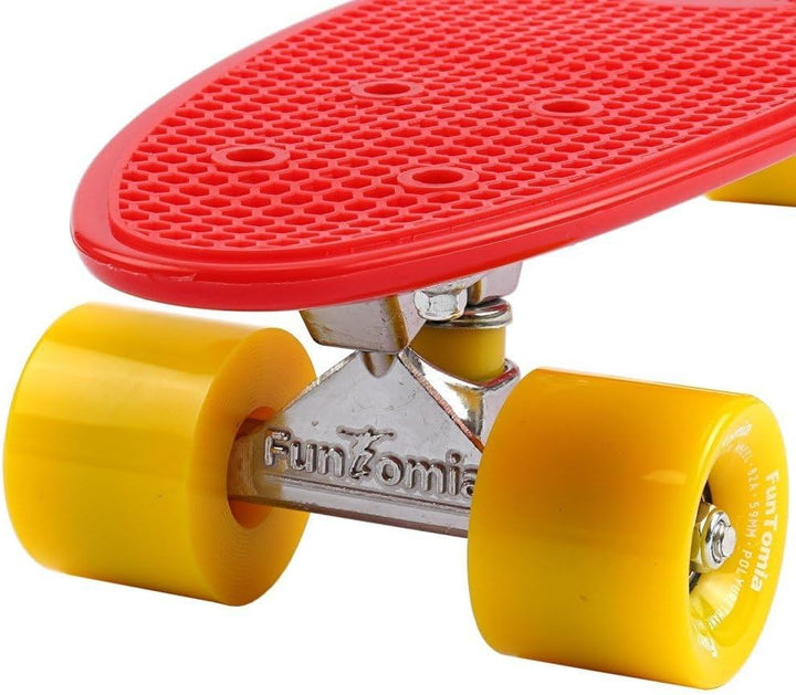 FunTomia Skateboard 57cm Mini-Cruiser Board mit T-Tool, ABEC-9 Kugellager, LED Rollen, Kinder Anfäng