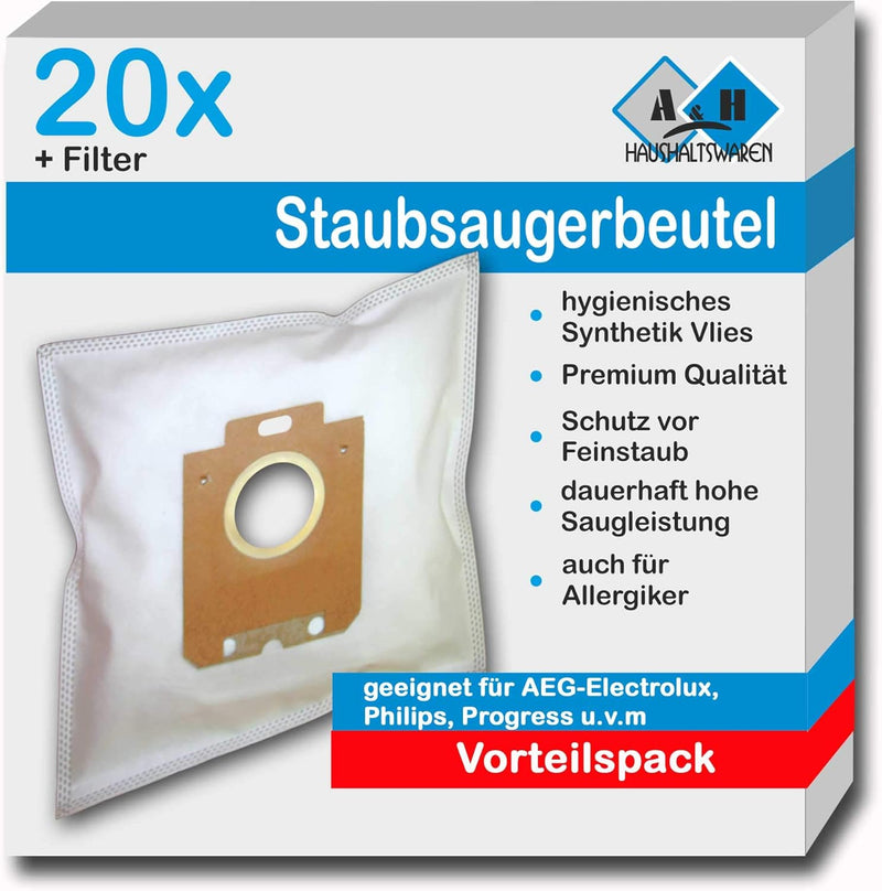 20 Staubsaugerbeutel geeignet für Philips FC8241/09 PowerGo FC 8241/09