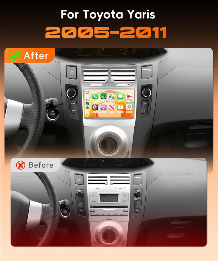 Rimoody 4G+64G Android Autoradio für Toyota Yaris/Vitz/Platz 2005-2011 mit Wireless Carplay Android
