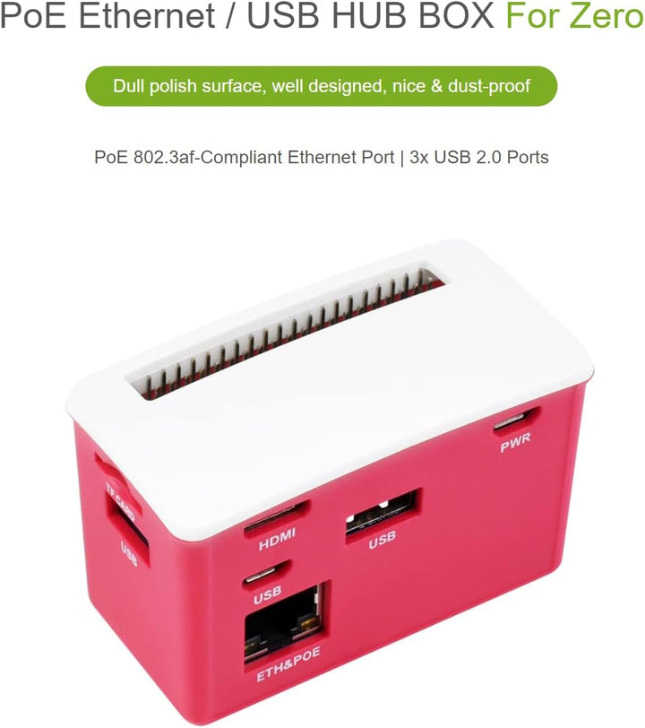 IBest PoE Ethernet/USB HUB HAT with Box for Raspberry Pi Zero/Zero W/Zero WH,Power Over Ethernet USB