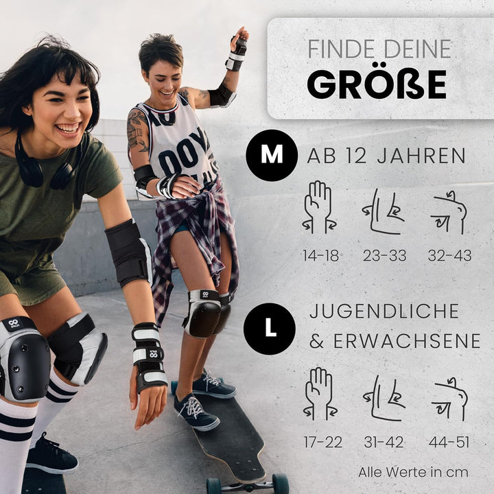 99FLIPS Inliner Schoner Erwachsene und Jugendliche [6er] Schoner Inliner Damen Herren mit Knieschone