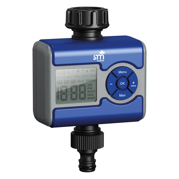 S & M Programmierer Wasserhahn Digital männlich 3/4, azul-gris