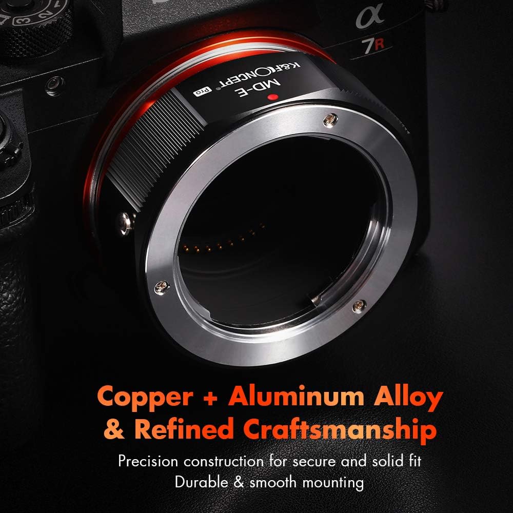 K&F Concept M15105 MD-NEX Hochpräziser Kupfer-Bajonett Objektivadapter, für MD Objektiv auf Sony NEX