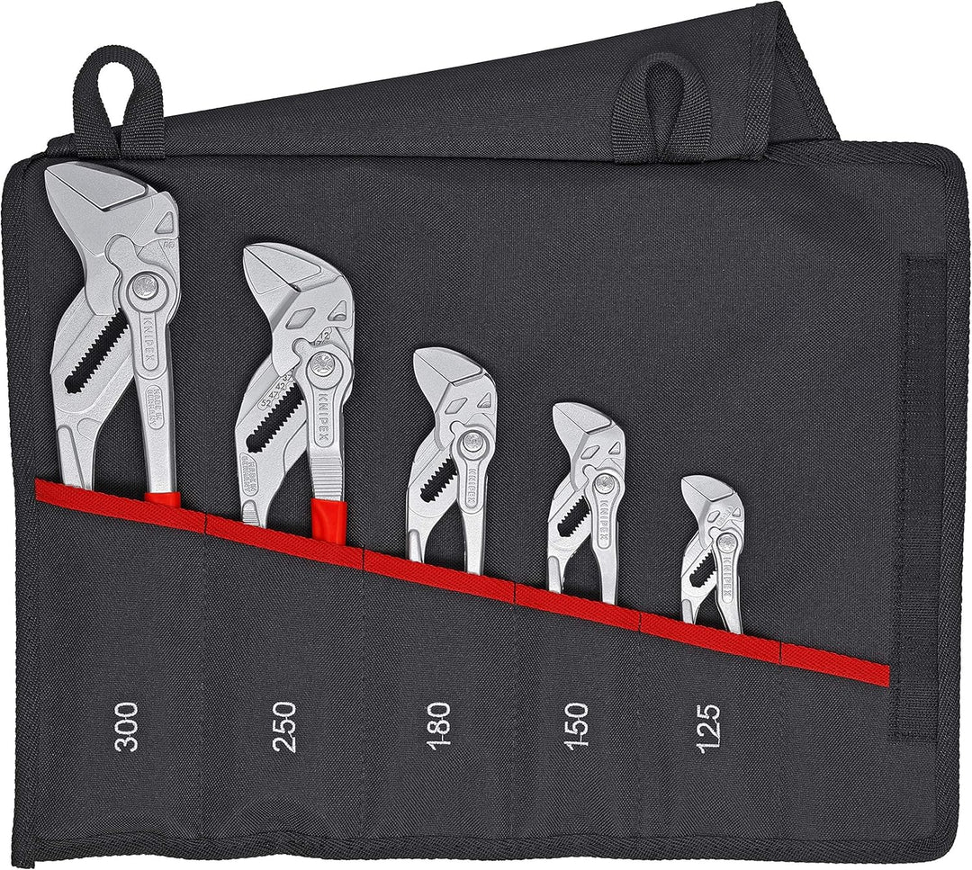 Knipex Zangenschlüssel-Set 5-teilig 00 19 55 S4 &amp; Schonbacken für Zangenschlüssel 86 XX 180, 3 Paar,