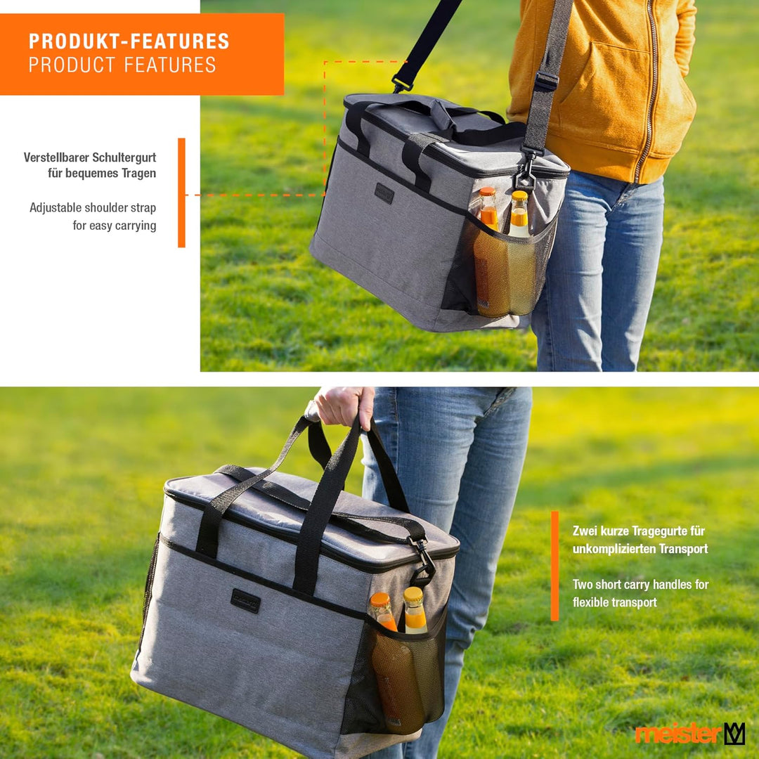 Meister Kühltasche 40 x 26 x 31 cm - 32 Liter Fassungsvermögen - Kühlende Isolierung - Mit Schultert
