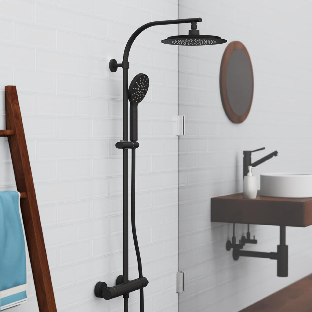 SCHÜTTE MADURA Duschsystem mit Thermostat, Duschset Regendusche inkl. Kopfbrause, Handbrause, mit Du