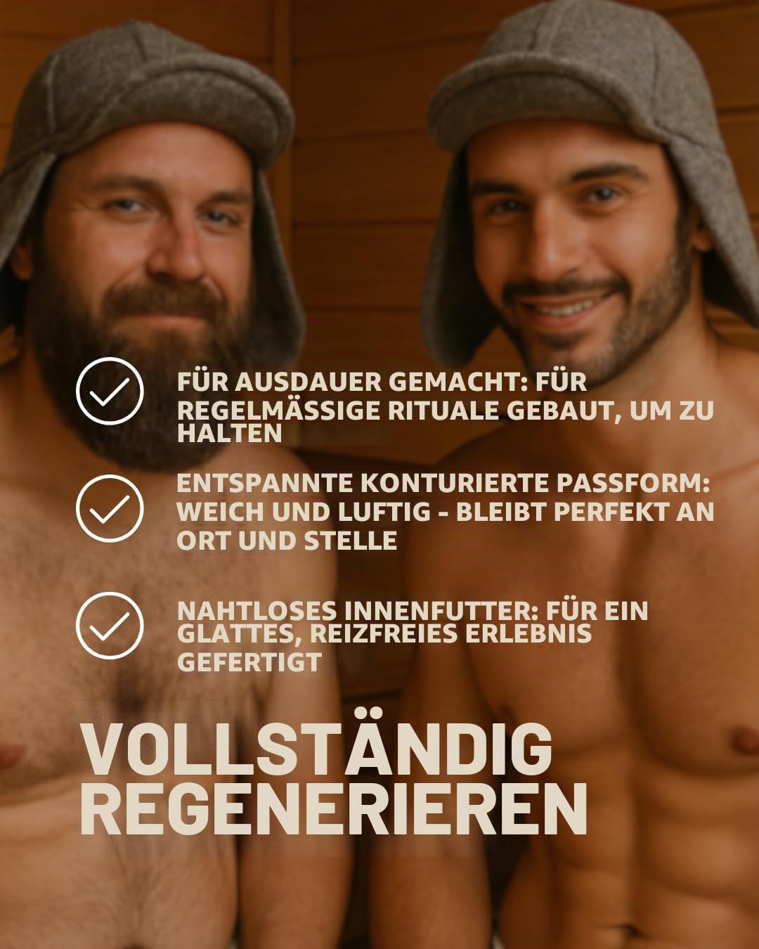 frihed.® Saunahut Pro Steingrau aus doppeltem Wollwalk - 100% Schafschurwolle - High End Sauna Acces