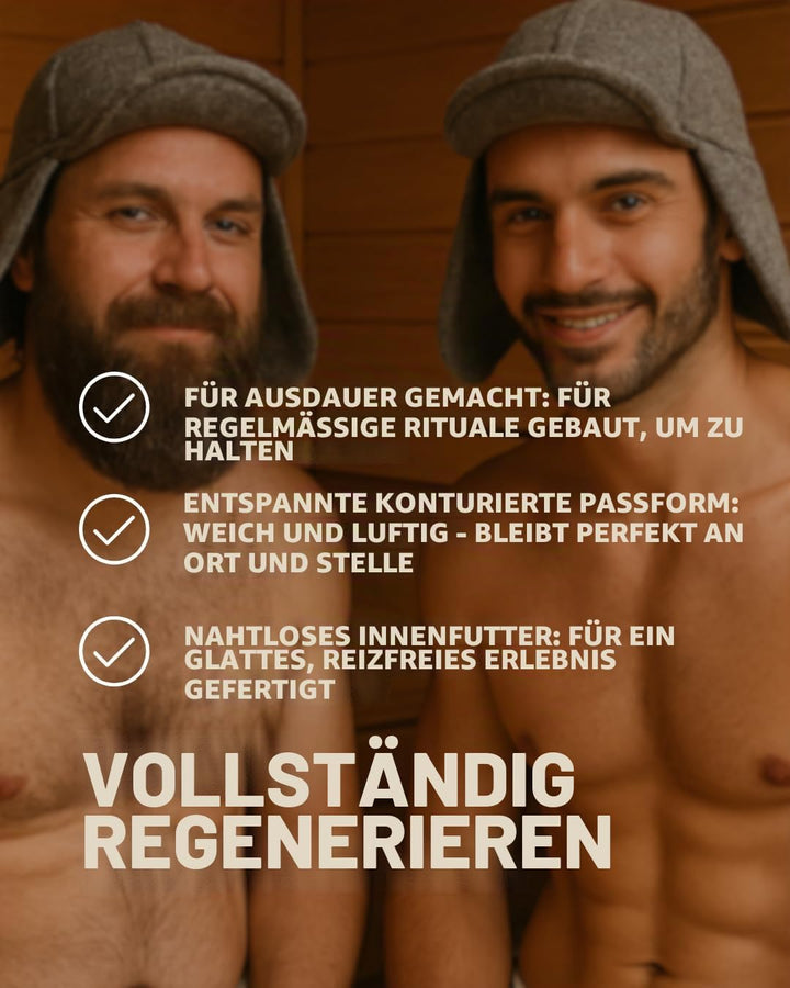 frihed.® Saunahut Pro Steingrau aus doppeltem Wollwalk - 100% Schafschurwolle - High End Sauna Acces