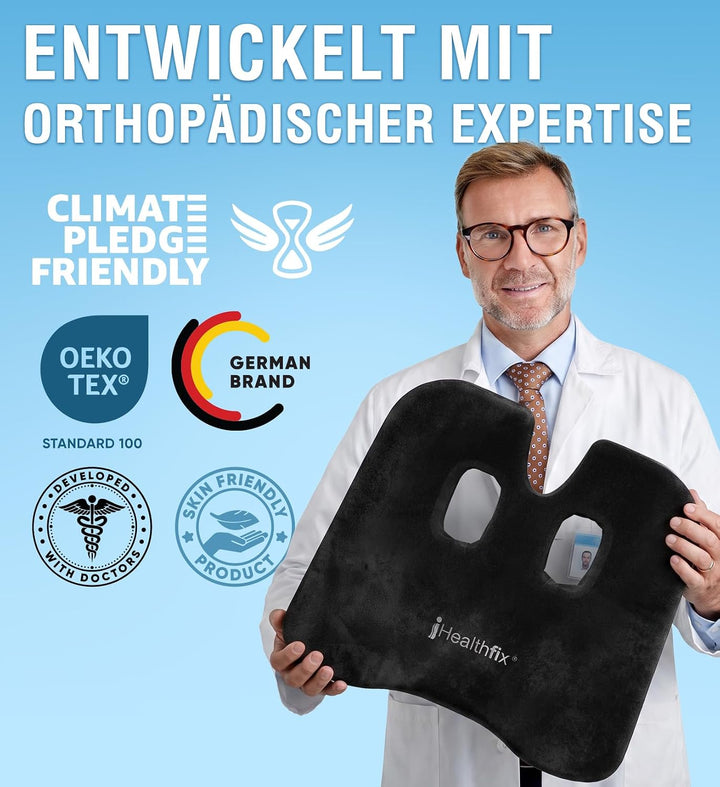 Healthfix® Auto Sitzkissen | Verbessert Sitzhaltung und lindert Sitzschmerz | Orthopädisches Sitzkis