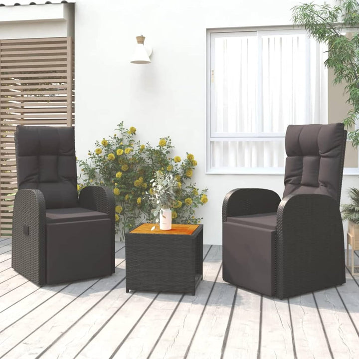 Yolola Rattanmöbel mit 2X Sessel mit Liegefunktion ausgestattet und Beistelltisch, Polyrattan Garten