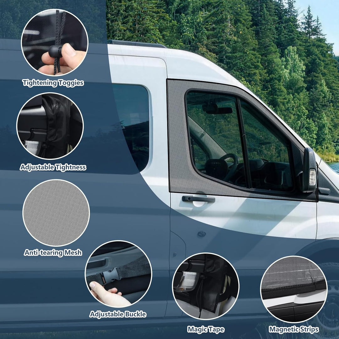 XCBYT Moskitonetz Auto Seitentür für Ford Transit Custom | Reissverschluss Fliegengitter Auto Insekt