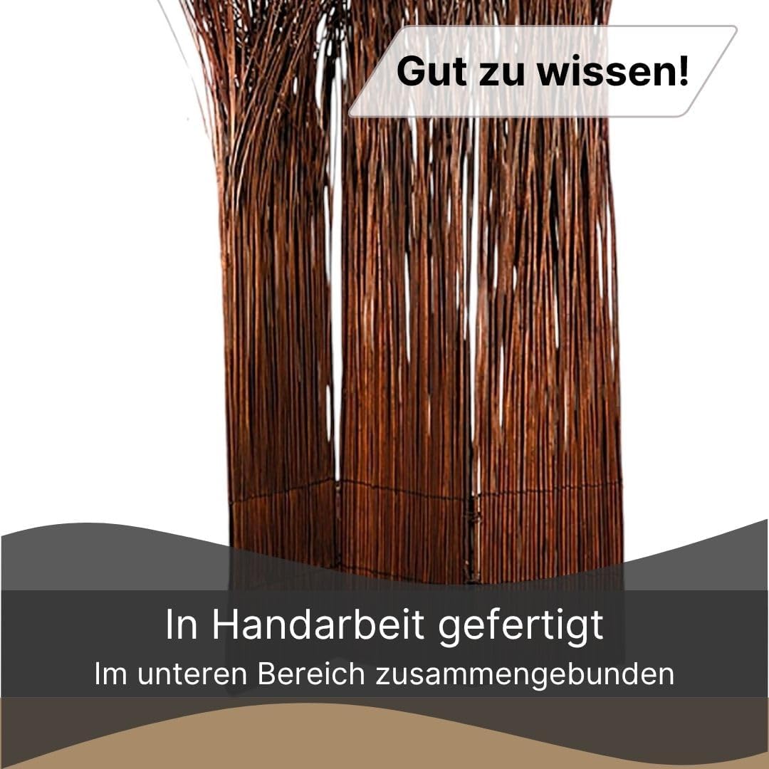 Design RAUMTEILER Nature | 160x120 cm (LxB), Weidenholz, braun | Raumtrenner, Trennwand, Paravent, B