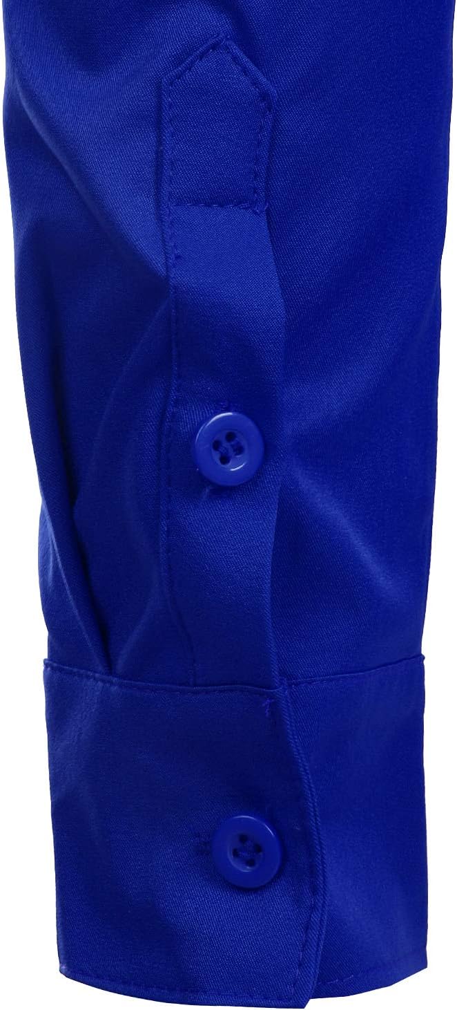 PARKLEES Herren Grandad-Kragen Slim Fit Langarm Casual Button Down Kleid Shirts mit Tasche M Königsb