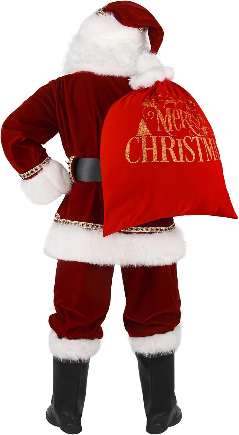 Ahititi Weihnachtsmann Kostüm für Männer Deluxe professioneller Santa-Anzug für Erwachsene 11 teilig