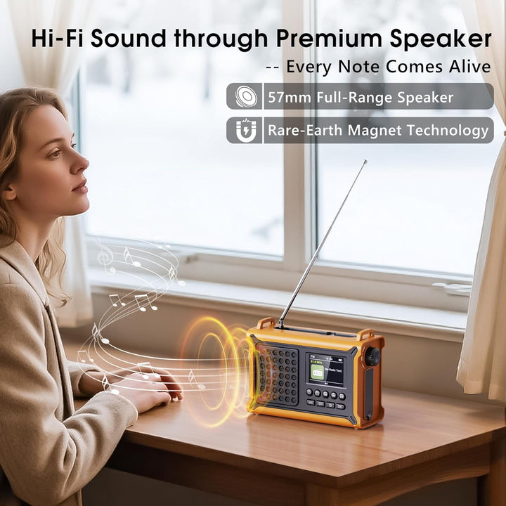 Mesqool DAB/DAB+/UKW Digitalradio mit Bluetooth 5.0, Solar Notfallradio mit Leselicht, 2,4" Farbdisp