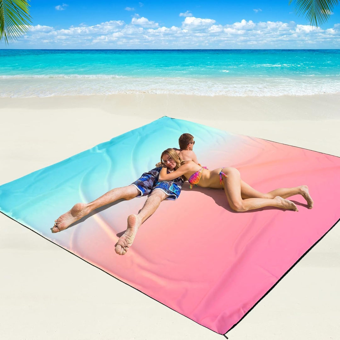 Stranddecke Sandfrei, Picknickdecke Wasserdicht Überdimensioniert Strandtuch Strandmatte 4 Befestigu
