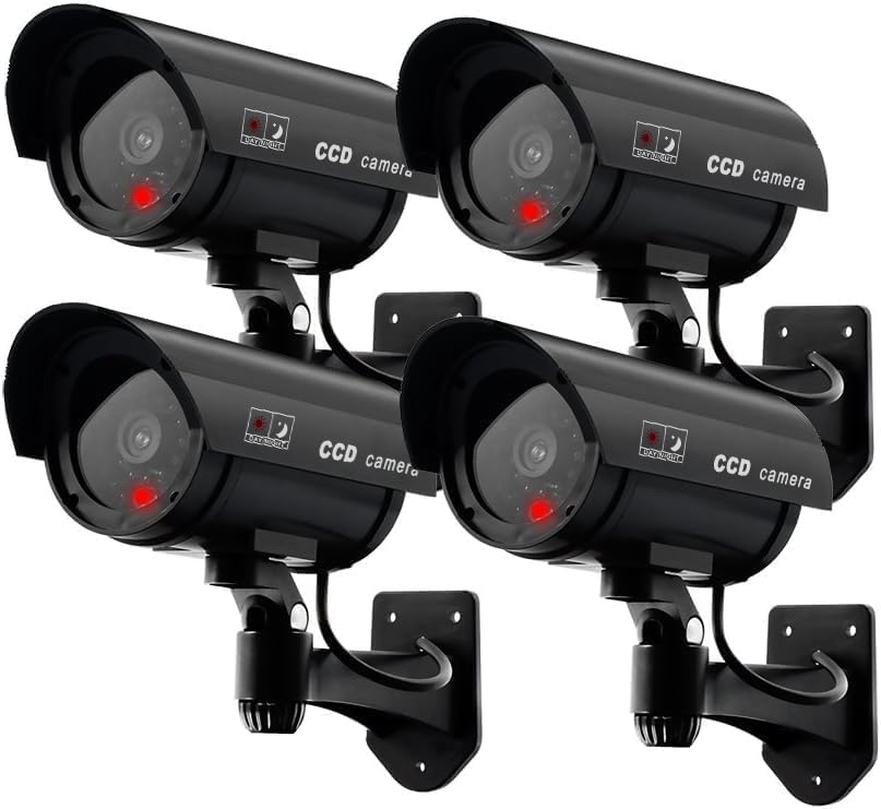 ERWEY Dummy Kamera Fake Überwachung Kamera CCTV mit Blinkendem LED Licht Sicherheitskamera - 4 Stück