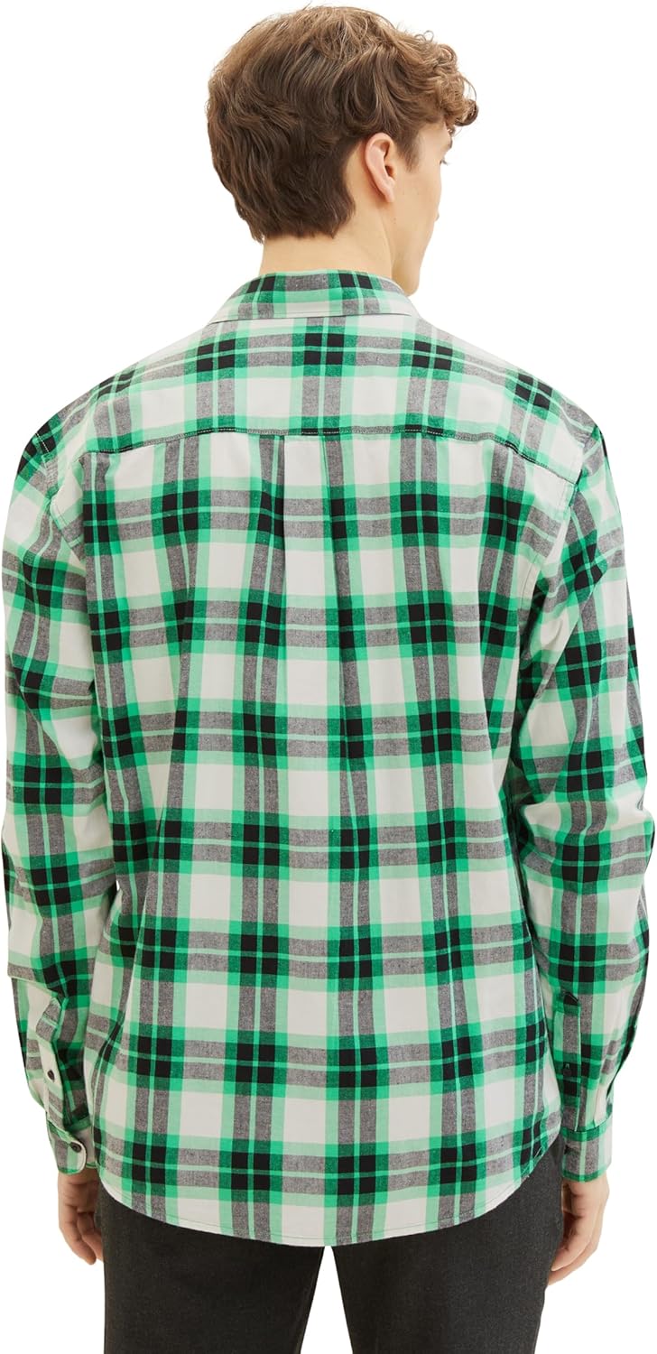 TOM TAILOR Denim Herren Hemd M 33924 - Flash Green Colorful Check, M 33924 - Flash Green Colorful Ch