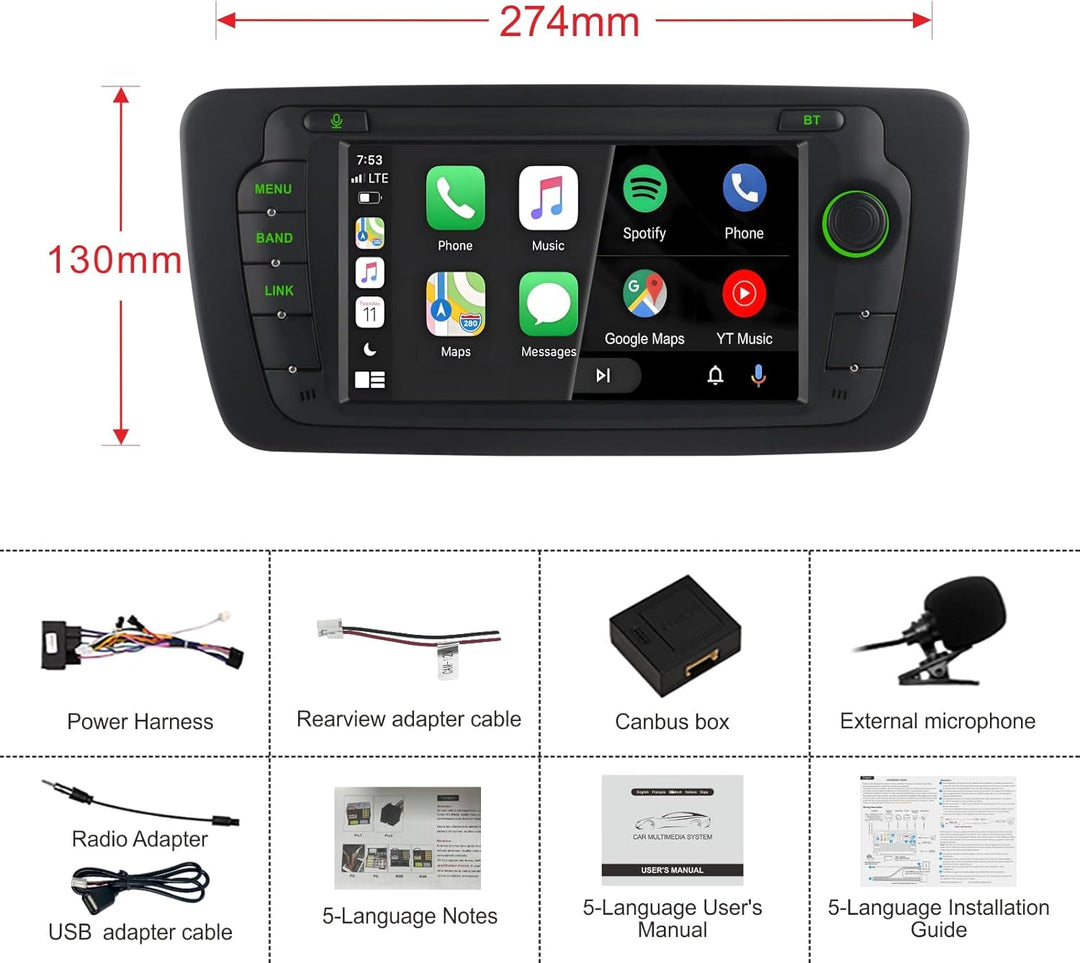 Auto-Radio für Seat Ibiza 6j IV 2008-2014 | Linux-System,Hohe Leistung, Ibiza Radio mit Wireless Car