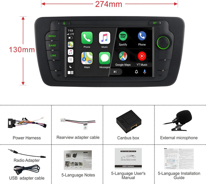 Auto-Radio für Seat Ibiza 6j IV 2008-2014 | Linux-System,Hohe Leistung, Ibiza Radio mit Wireless Car