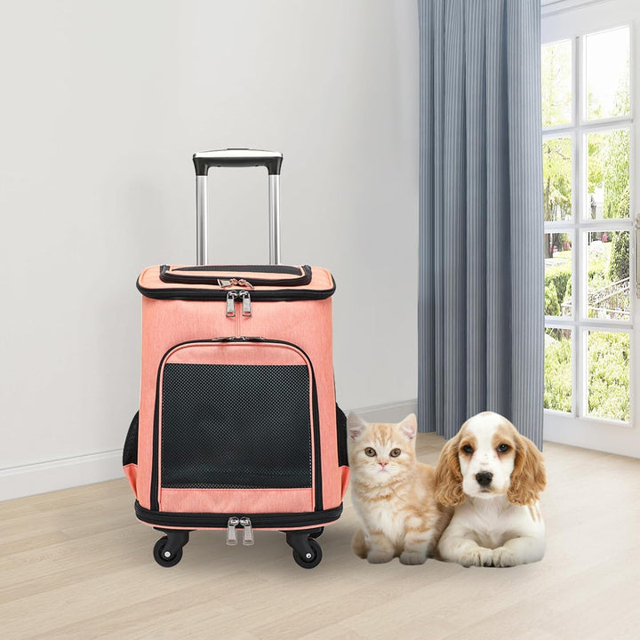 Hunderucksack mit Trolley,Katzenrucksack Trolley Hund Katze bis 10kg Leichte Hundewagen Transportbox