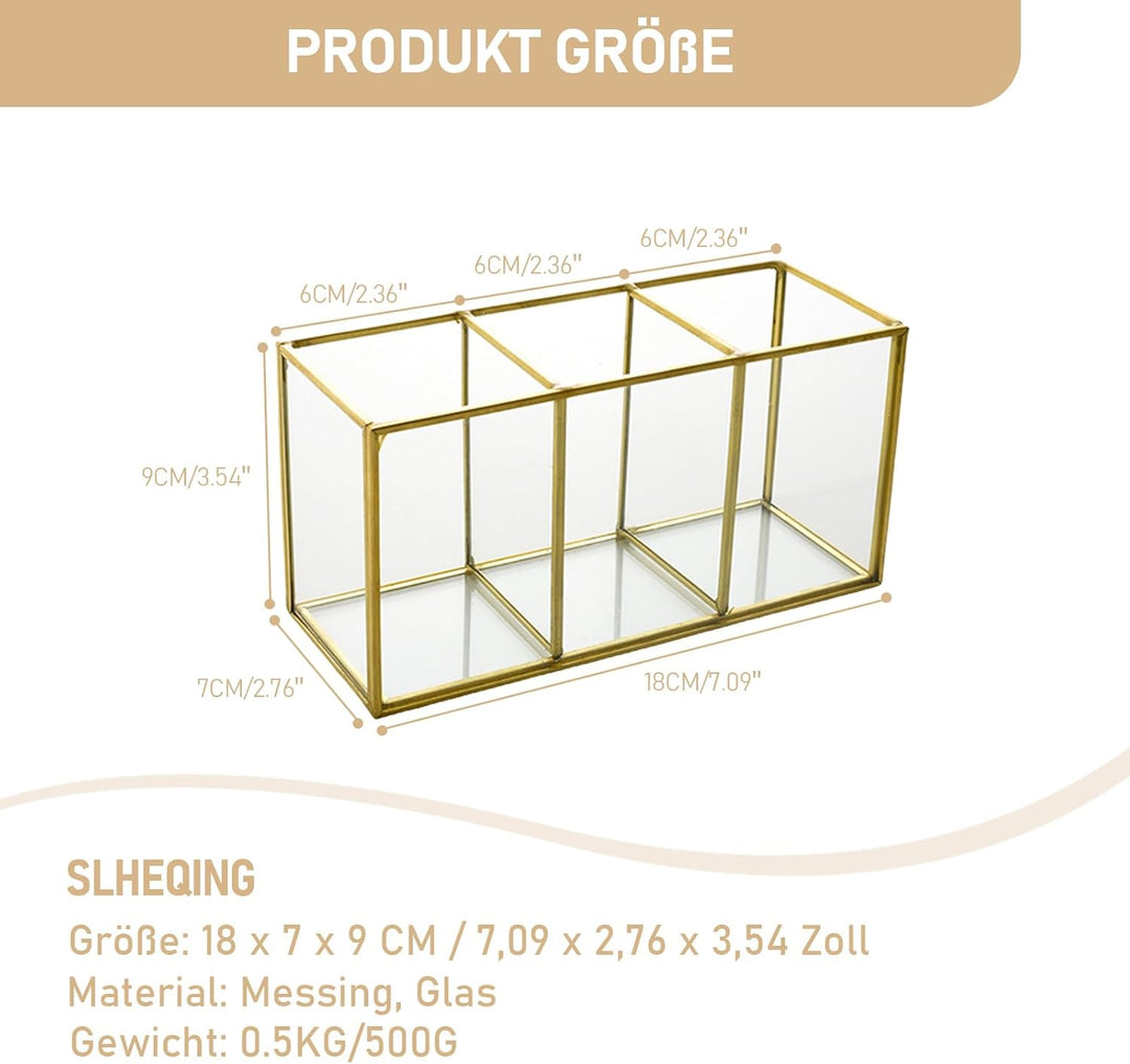 Make up Organizer, Pinselhalter, Stifthalter, Glas und Messing Schreibtisch Organizer, Kosmetik Aufb