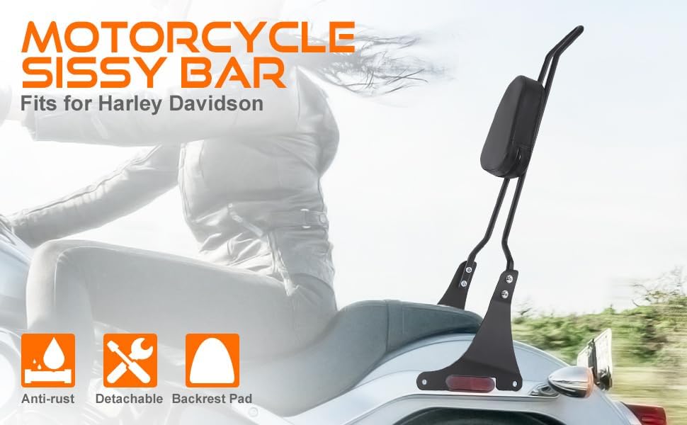 Samger Sissy Bar Hinten Abnehmbare Rückenlehne für Harley Sportster XLH883 XL883R XL883C XLH1200