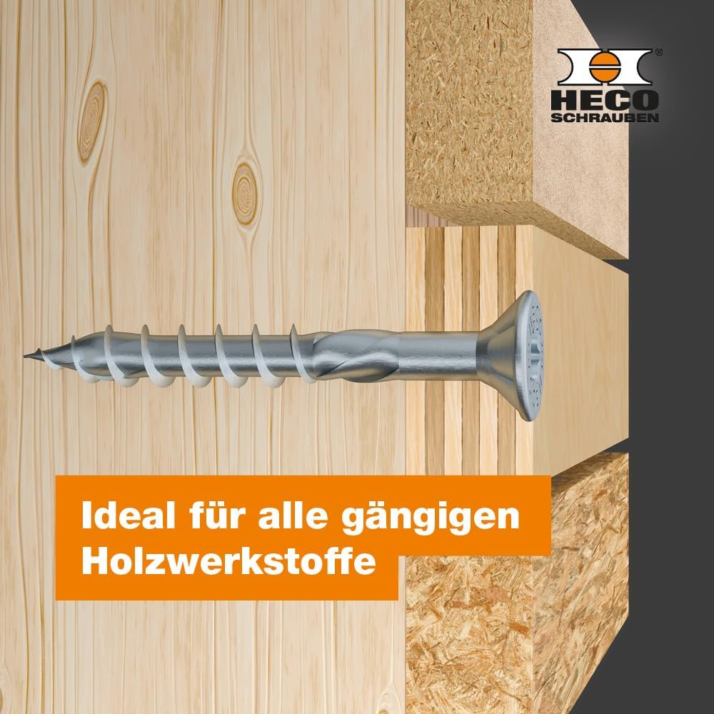 Heco 61142 TOPIX-Plus 6,0, verzinkt, 6.0x130 6.0x130 Teilgewinde Verzinkt, 6.0x130 Teilgewinde Verzi