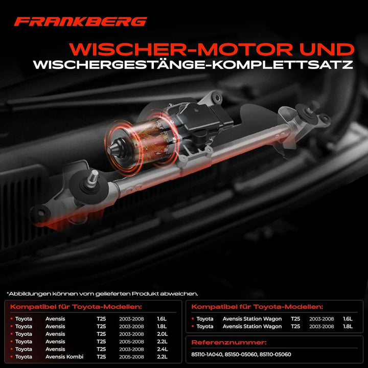 Frankberg Wischergestänge mit Wischermotor Vorne für Avensis T25_ T25 Corolla_E12_ ZZE12_ _E12J_ 1.4