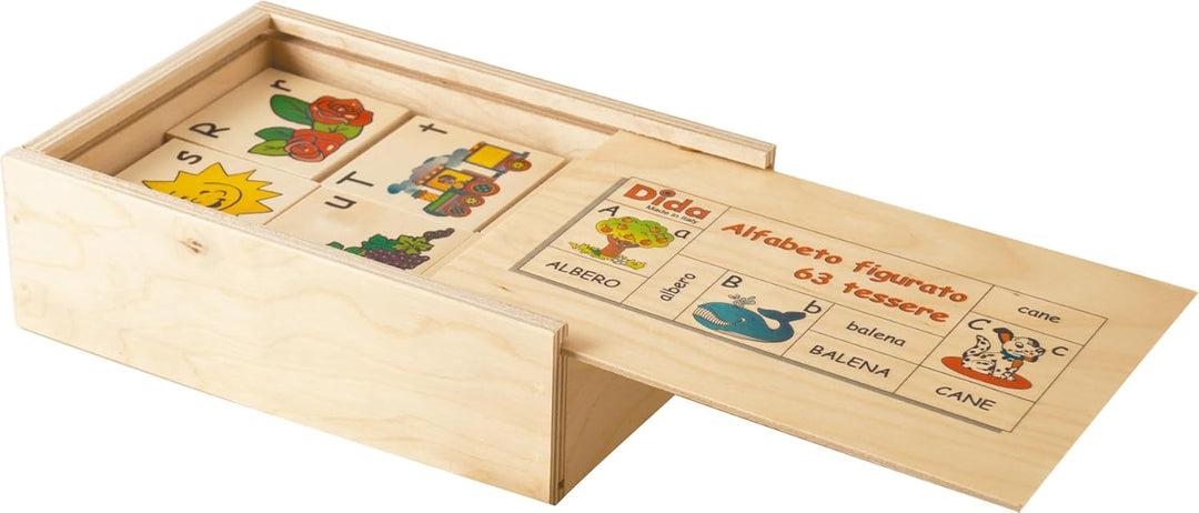 Dida - Das Alphabet Für Kinder Aus 63 Holzteilen. Bilder, Buchstaben Und Wörter Der Italienischen Sp