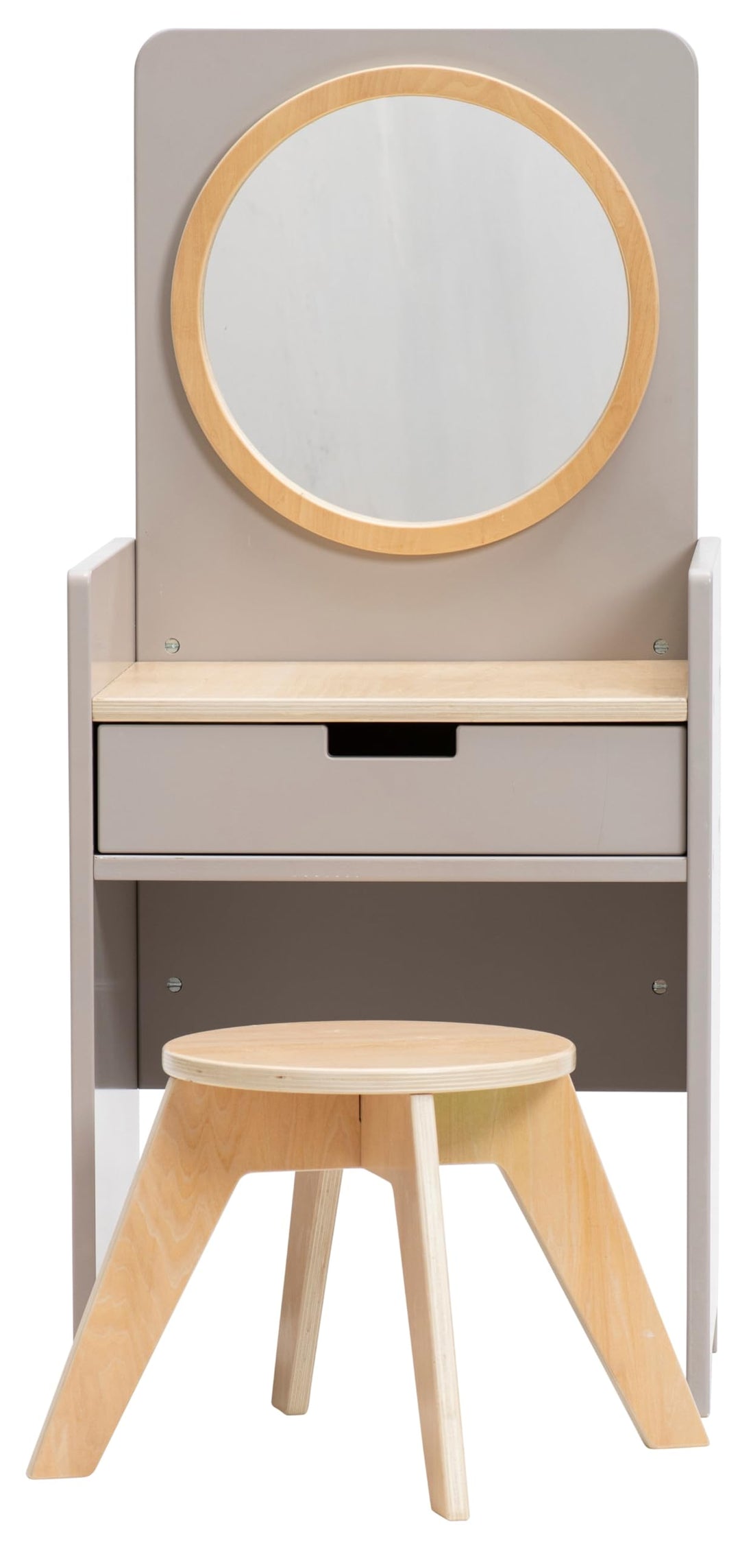 Betzold Spiegeltisch, inkl. Hocker – Schminktisch Frisiertisch Waschtisch Natur Grau, Natur Grau