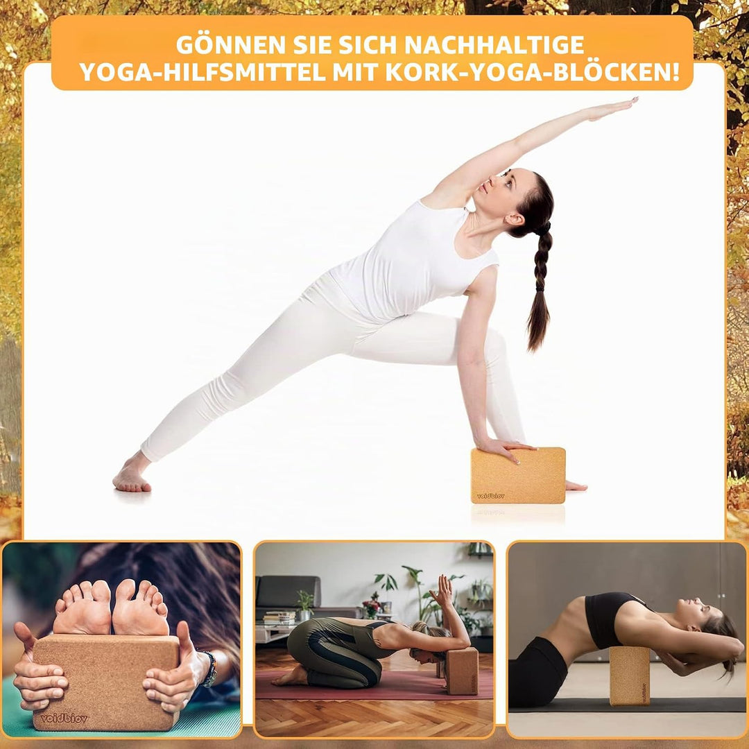 Yoga Block Set aus Kork(3"x 9" x 6"/4"x 9"x 6"),Professionelle Blöcke für Yoga, Pilates, Übungen Dah