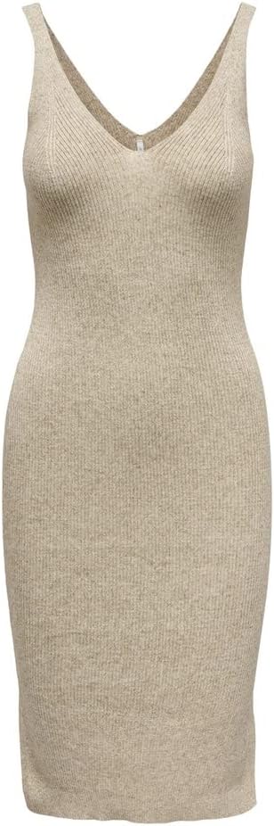 ONLY Damen Onllina Sl Slit Dress KNT Kleid L Pumice Stone, L Pumice Stone