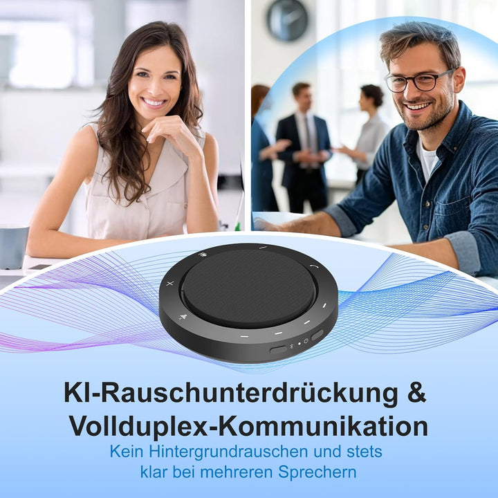 Konferenzlautsprecher mit 2 geräuschunterdrückend Mikrofon, 360°-Spracherfassung, klarer Klang, 10–1
