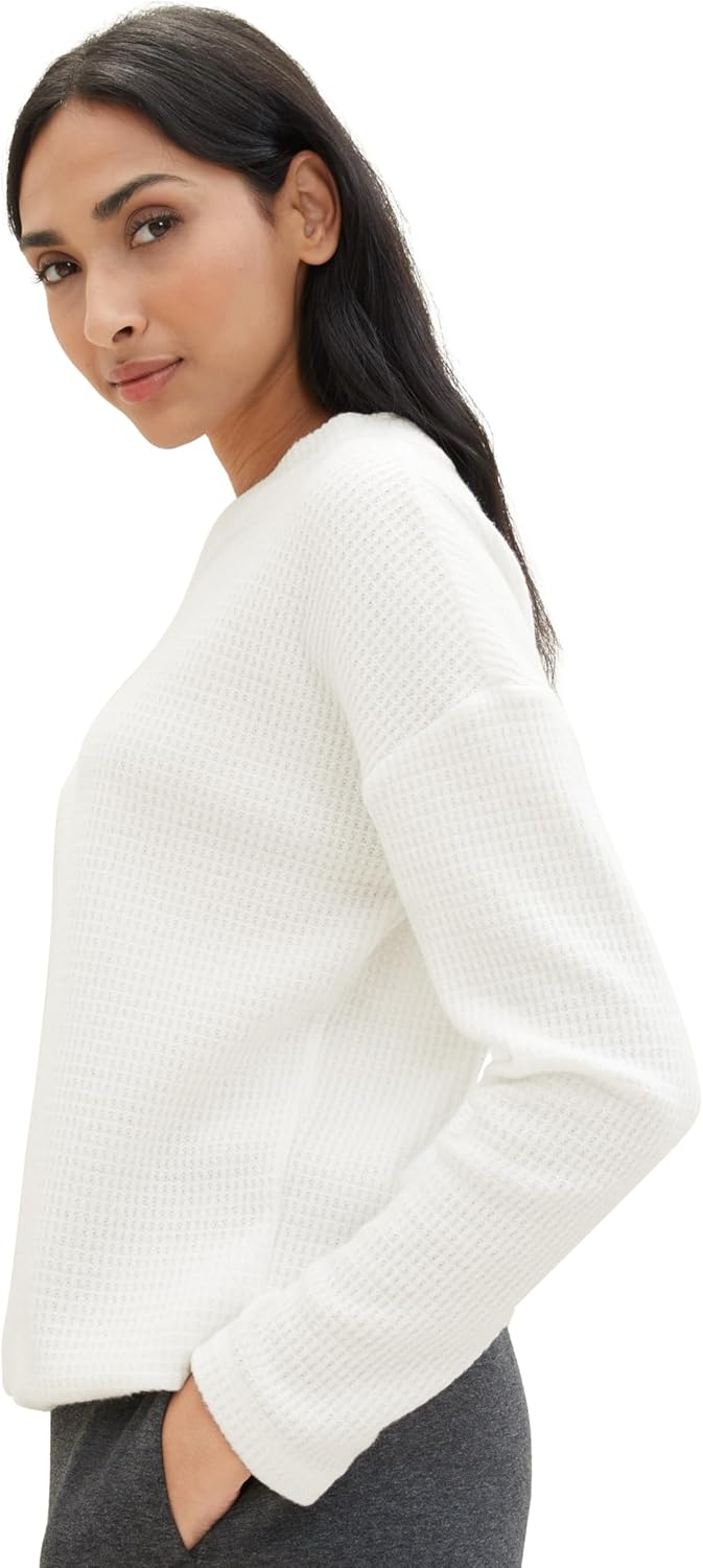 TOM TAILOR Damen Sweatshirt, 10315 - Whisper White
