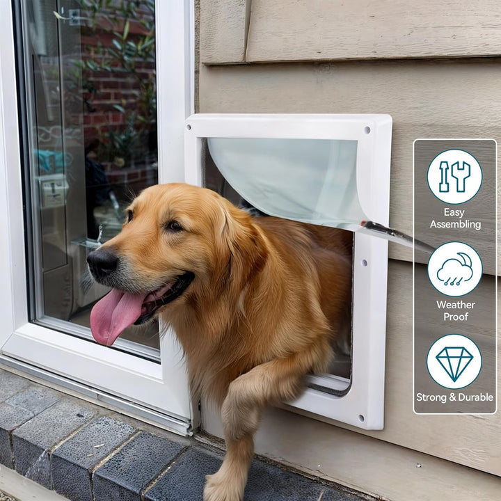 PAWISE 2-Wege-Hundeklappe, Verriegelbare Hunde und Katzenklappe mit sicherer Metallabdeckung & Flexi