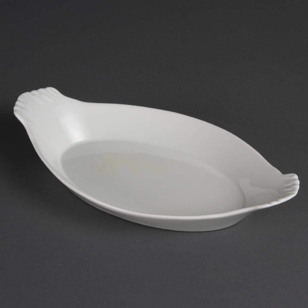 Olympia Weisswaren Ovale Servierteller mit Ohren, 320 x 177 mm, Porzellan, 6 Stück 320X 177mm, 320X