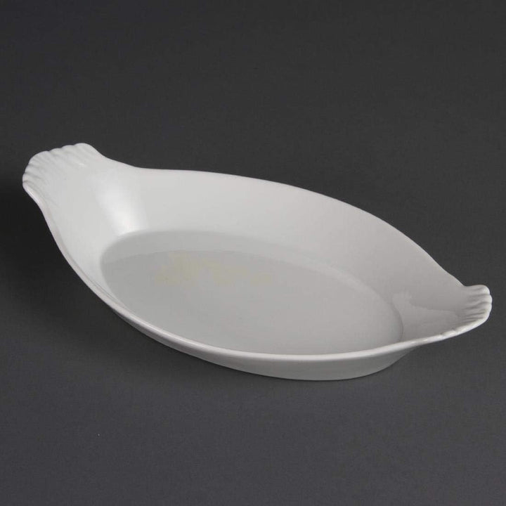Olympia Weisswaren Ovale Servierteller mit Ohren, 320 x 177 mm, Porzellan, 6 Stück 320X 177mm, 320X