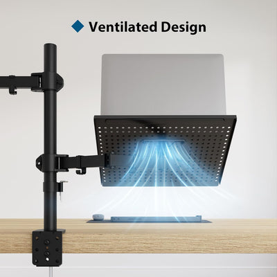 BONTEC Monitor Halterung mit Laptop Arm für 13-27 Zoll LCD LED Bildschirm bis zu 15,6“ Notebook, Nei